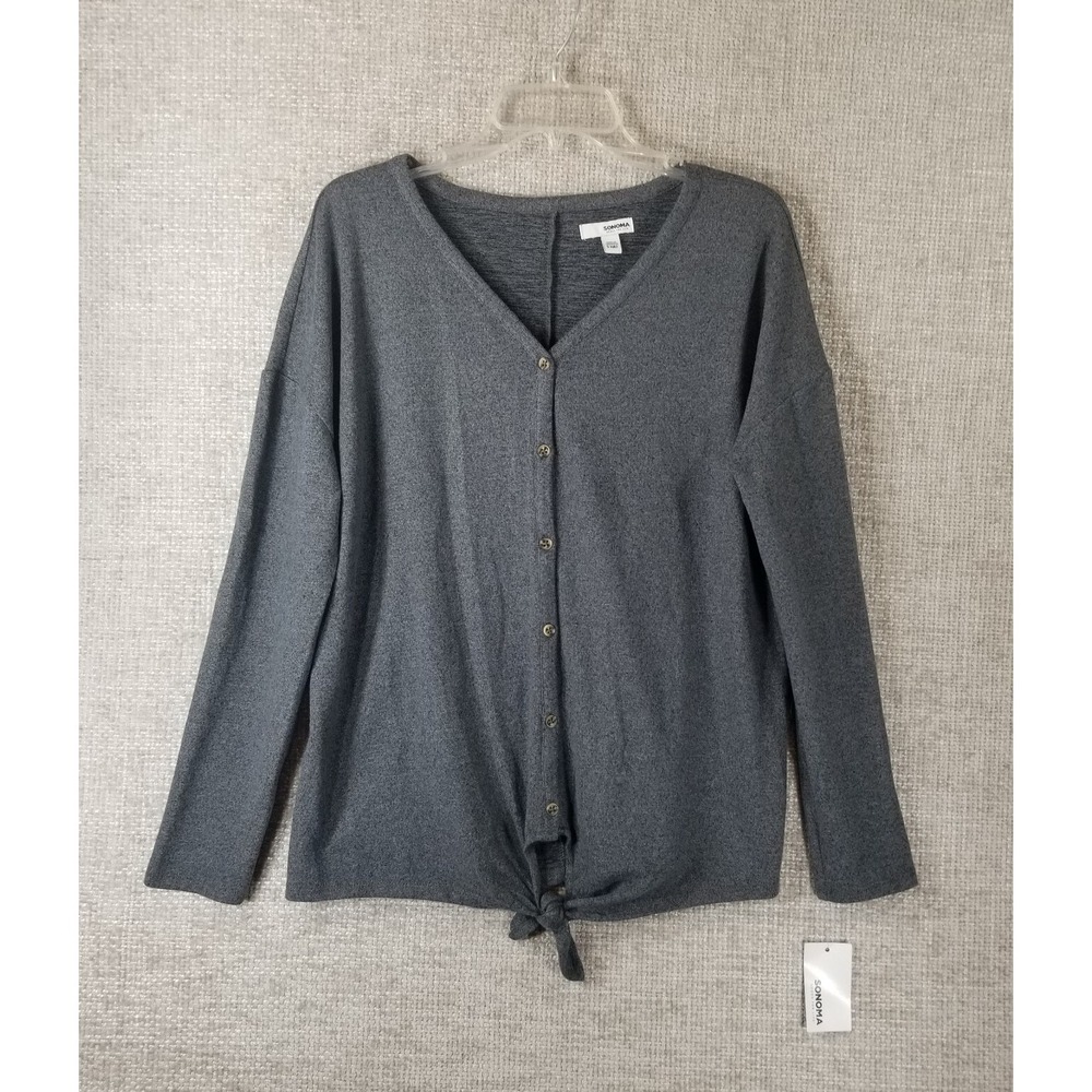 Sonoma Maternity Nursing Knot-Front Button Down Top Charcoal Women's S-MAT‎ NWT